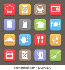 Kitchen and cooking icons for web or mobile. Vector illustration