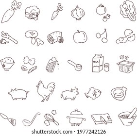 kitchen cooking illustration  icon set