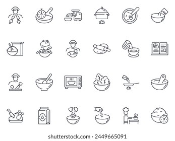 Kitchen and Cooking Isolated Vector Line Icon Collection with Thin Line for Banners, Infographics, Books. Editable stroke for different purpose