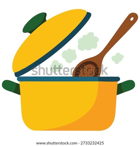 Kitchen cooking pot with lid isolated vector illustration on white background