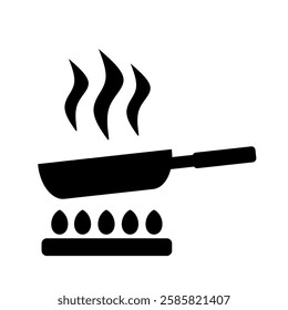 Kitchen cooking pots vector icon. Frying pan icon. Cooking clip art silhouette illustration