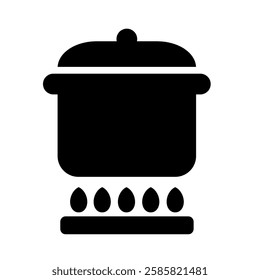 Kitchen cooking pots vector icon. Stove icon. Cooking clip art silhouette illustration