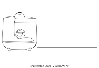 Kitchen and cooking pressure cooker thin line Icon,Rice Cooker one continuous line drawing
