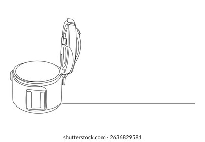 Kitchen and cooking pressure cooker thin line Icon,Rice Cooker one continuous line drawing
