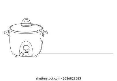 Kitchen and cooking pressure cooker thin line Icon,Rice Cooker one continuous line drawing