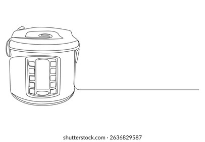 Kitchen and cooking pressure cooker thin line Icon,Rice Cooker one continuous line drawing
