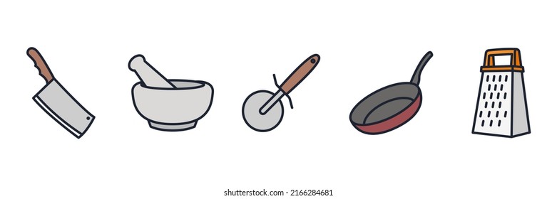 Kitchen and Cooking set icon symbol template for graphic and web design collection logo vector illustration