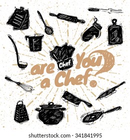 Kitchen And Cooking Set Vector. White background
