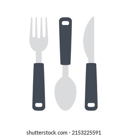 Kitchen cooking: spoon, fork, knife. Household tool poster. Isolated vector clipart.