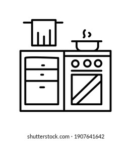 Kitchen cooking stove line icon
