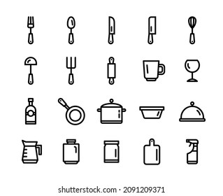 kitchen - cooking - tableware icon set (Recommendations - Full Size 320 x 260, Stroke 2px)