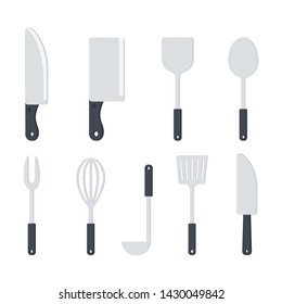 kitchen cooking tools icon set cartoon style isolated on white background. illustration vector.