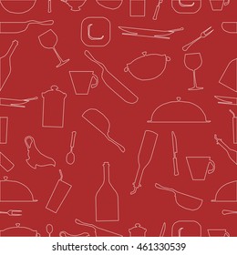 Kitchen and cooking tools seamless pattern with kitchenware equipment 