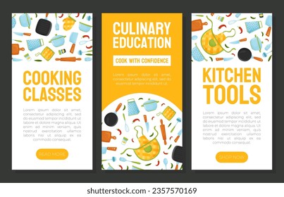 Kitchen Cooking Tools Web Banner Design Vector Template