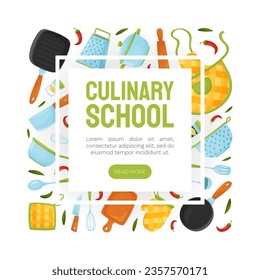 Kitchen Cooking Tools Web Banner Design Vector Template