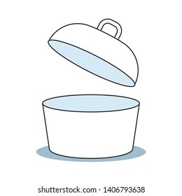 Kitchen cooking utencil. Dinner pot icon. Food preparation equipment. Isolated vector illustration.
