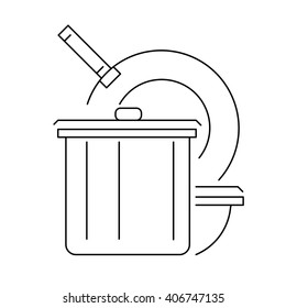 Kitchen cookware line icon or logo, vector illustration