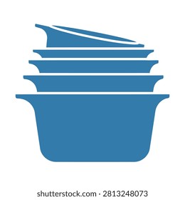 Kitchen Cookware Stack Flat Vector Icon Illustration