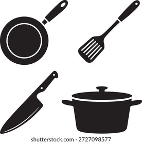 Utensílios de cozinha ícone conjunto