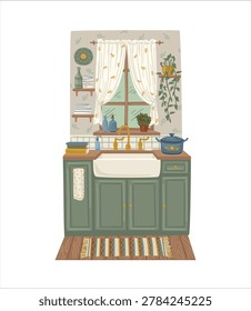 Kitchen. Cottage Core. Vector isolated illustration. Design element