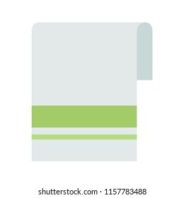 Kitchen cotton white towel with green stripes vector flat material design isolated on white