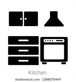 Kitchen and counter icon concept