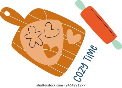 Kitchen Cozy Time Sticker Vector Illustration