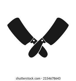 Kitchen crossed knives. Two black knife silhouette. Vector isolated on white.