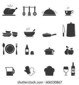 Kitchen And Culinary Icons On White Background