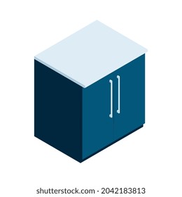 Kitchen cupboard with two doors isometric icon vector illustration