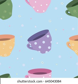Kitchen cups. Background wallpaper. Vector illustration