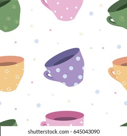 Kitchen cups. Background wallpaper. Vector illustration