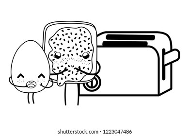 kitchen cute cartoons utensils black and white