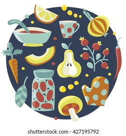Kitchen cute set made with dishes