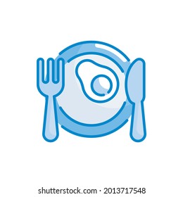 Kitchen Cutleries vector blue colours icon style illustration. EPS 10 file 