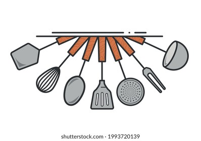 Kitchen cutlery and spoons, suitable for logo creation