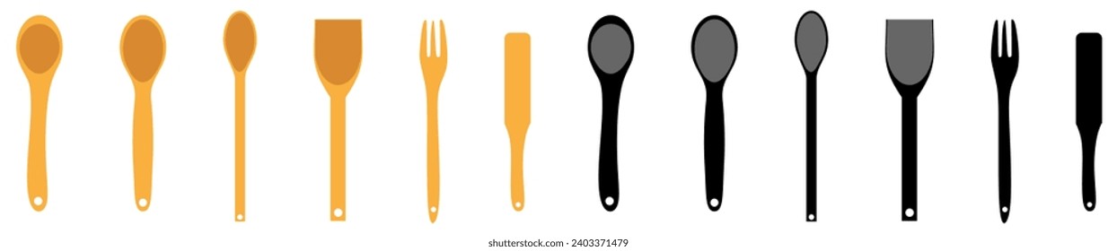 kitchen cutlery. wooden spoon vector.