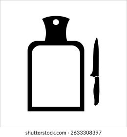 Icône de planche à découper de cuisine en forme de glyphe plat noir, style rempli isolé sur fond blanc