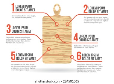 Kitchen cutting board infographic vector illustration