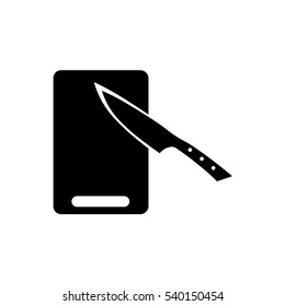 Kitchen cutting board with knife no background