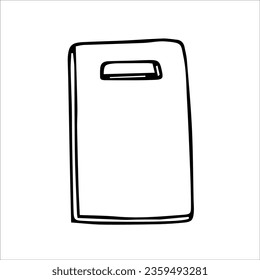 Küchen-Schneidbrett. Vektorgrafik, handgezeichnet, schwarz-weiß. Eingeschlossenes Objekt. Symbol, Skizze, Vorlage, Clipart, Logo.