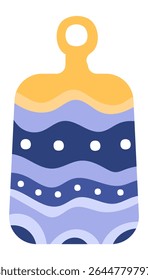 Kitchen cutting board with wavy blue and purple pattern and white dots, adding a touch of modern design to culinary tasks, perfect for food preparation and presentation