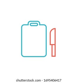 Küchen Schneiden Symbol Vektorillustration Illustration zwei Farblinien Stil Design. einzeln auf weißem Hintergrund