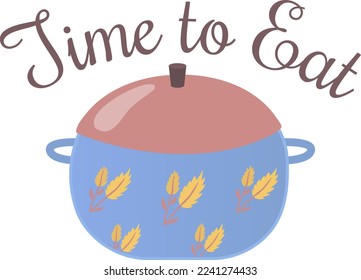 Kitchen decorative badge, lettering emblem vector illustration. Cooking calligraphy label design, cartoon restaurant food typography.