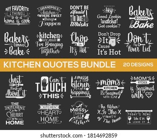 Kitchen Design Bundle. Hand drawn lettering poster for home decor of restaurant advertising. T-Shirt Typography Design. Vector Illustration silhouette Symbol Icon Design.