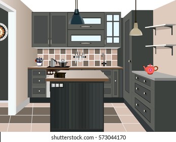 Kitchen design ,kitchen icon,interior room, symbol furniture,kitchen illustration