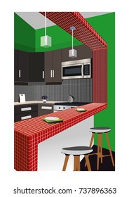 Kitchen design ,kitchen icon,interior room, symbol furniture,kitchen illustration
