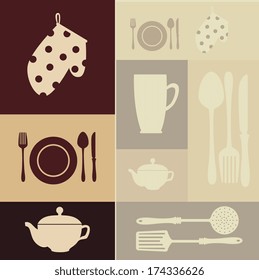 kitchen design over beige background vector illustration