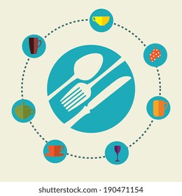kitchen design over beige background, vector illustration