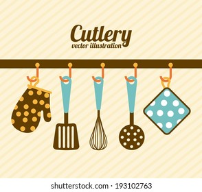 Kitchen design over beige background, vector illustration